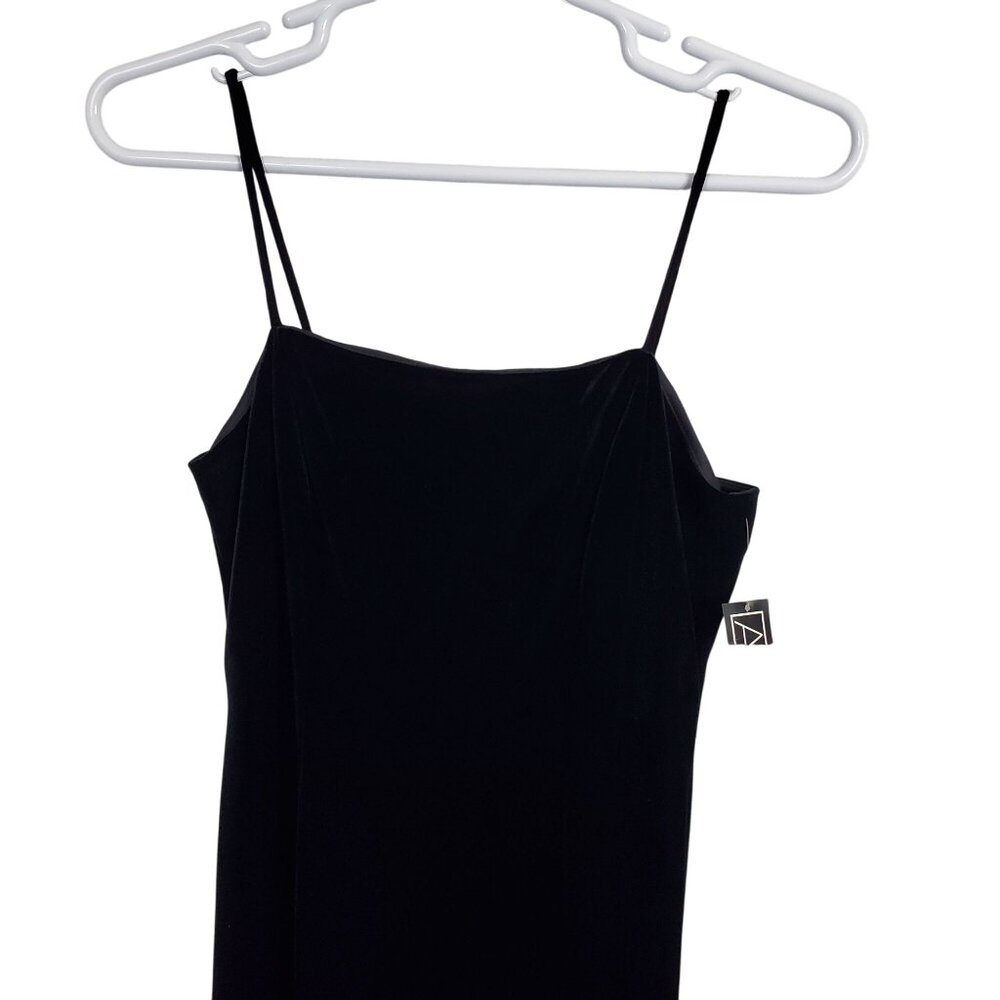 Alex Evenings Size 12 Dress Slip Gown Velvet Spaghetti Strap Evening Back Slit - Picture 6 of 15